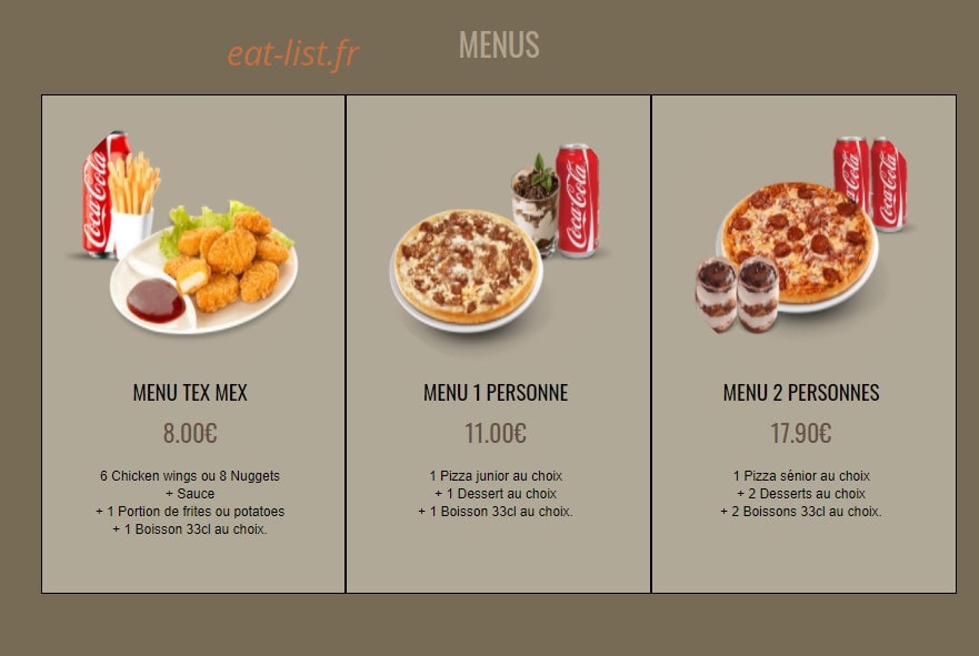 Pizza Cambon — carte page 1