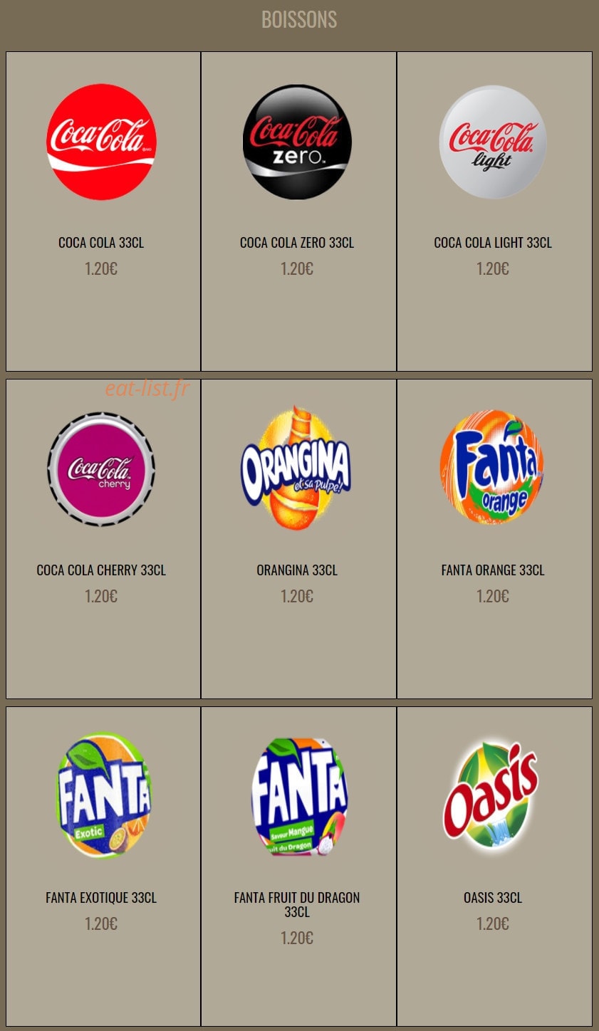 Pizza Cambon — carte page 14