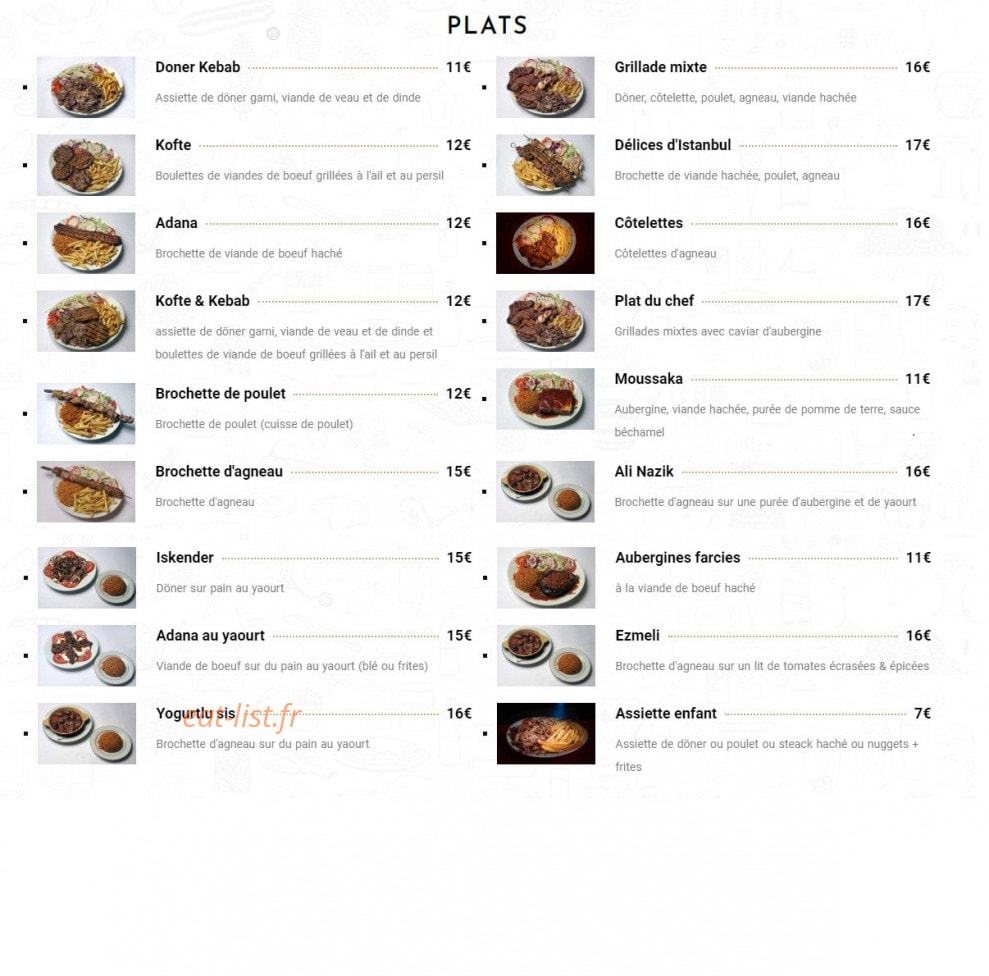Restaurant Istanbul — carte page 2