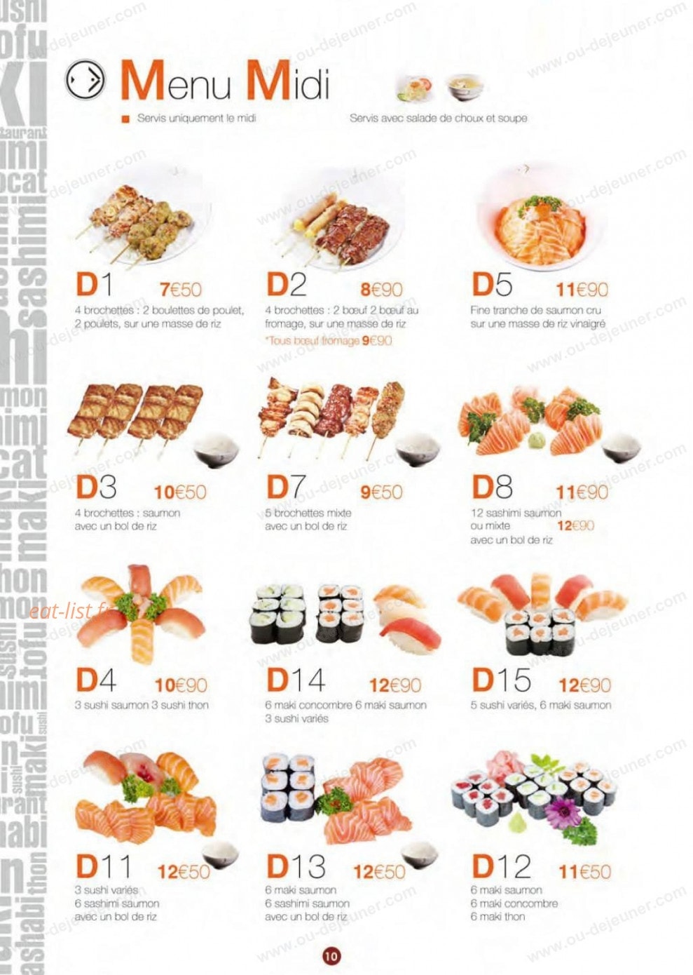 Carte et menu de S comme Sushi à La Garenne Colombes — Les menus midi
