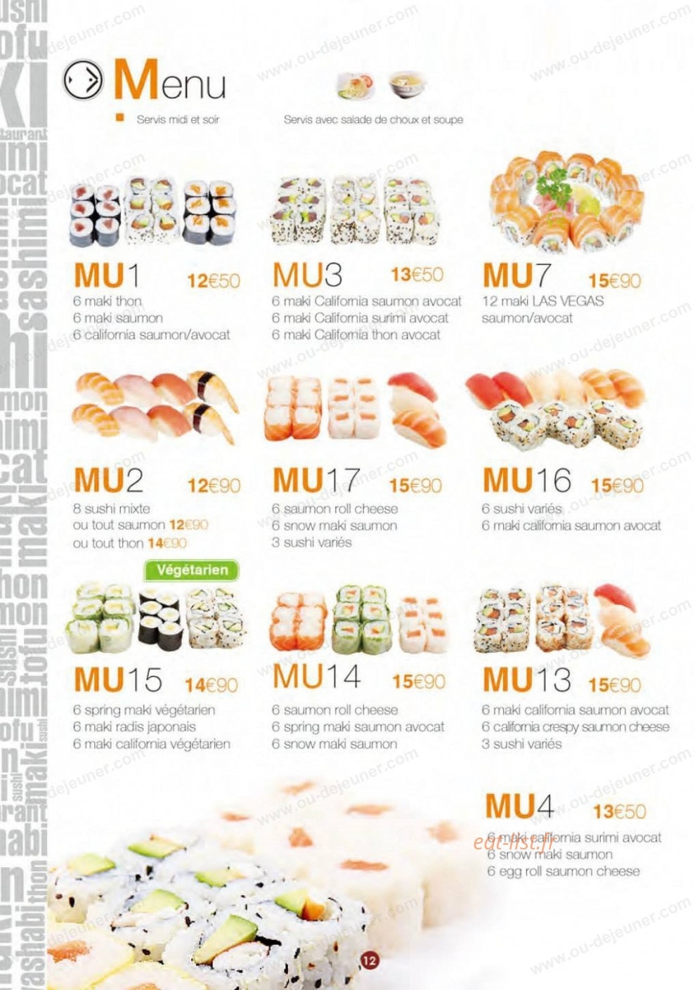 Carte et menu de S comme Sushi à La Garenne Colombes — Les menus