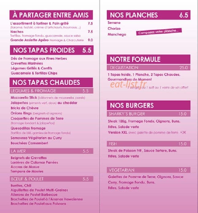 Sharkys — carte page 1