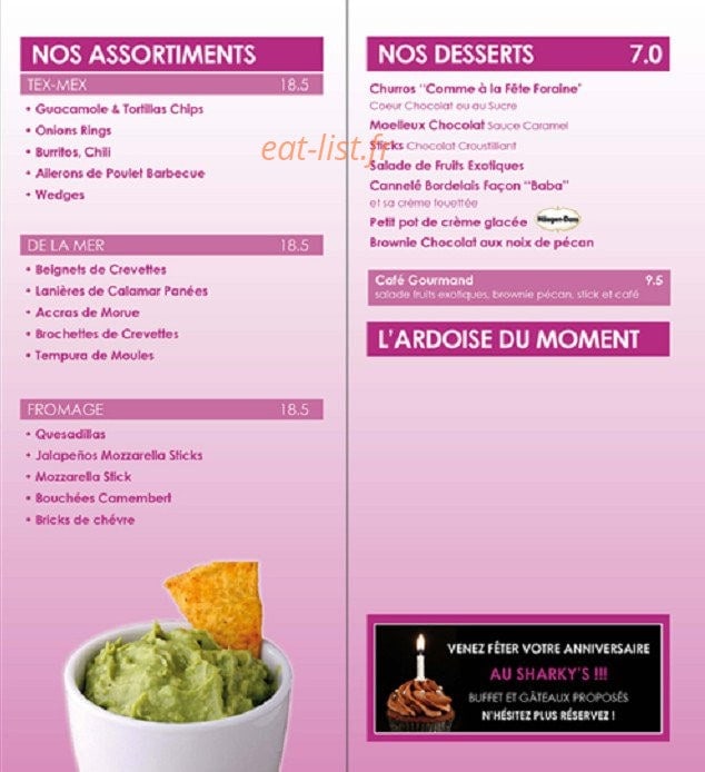 Sharkys — carte page 2