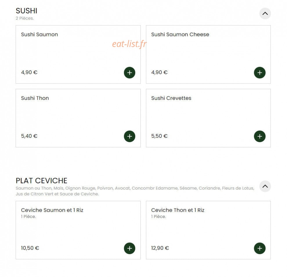 Carte et menu de Sushi Chef à La Garenne Colombes — Sushi et plat ceviche
