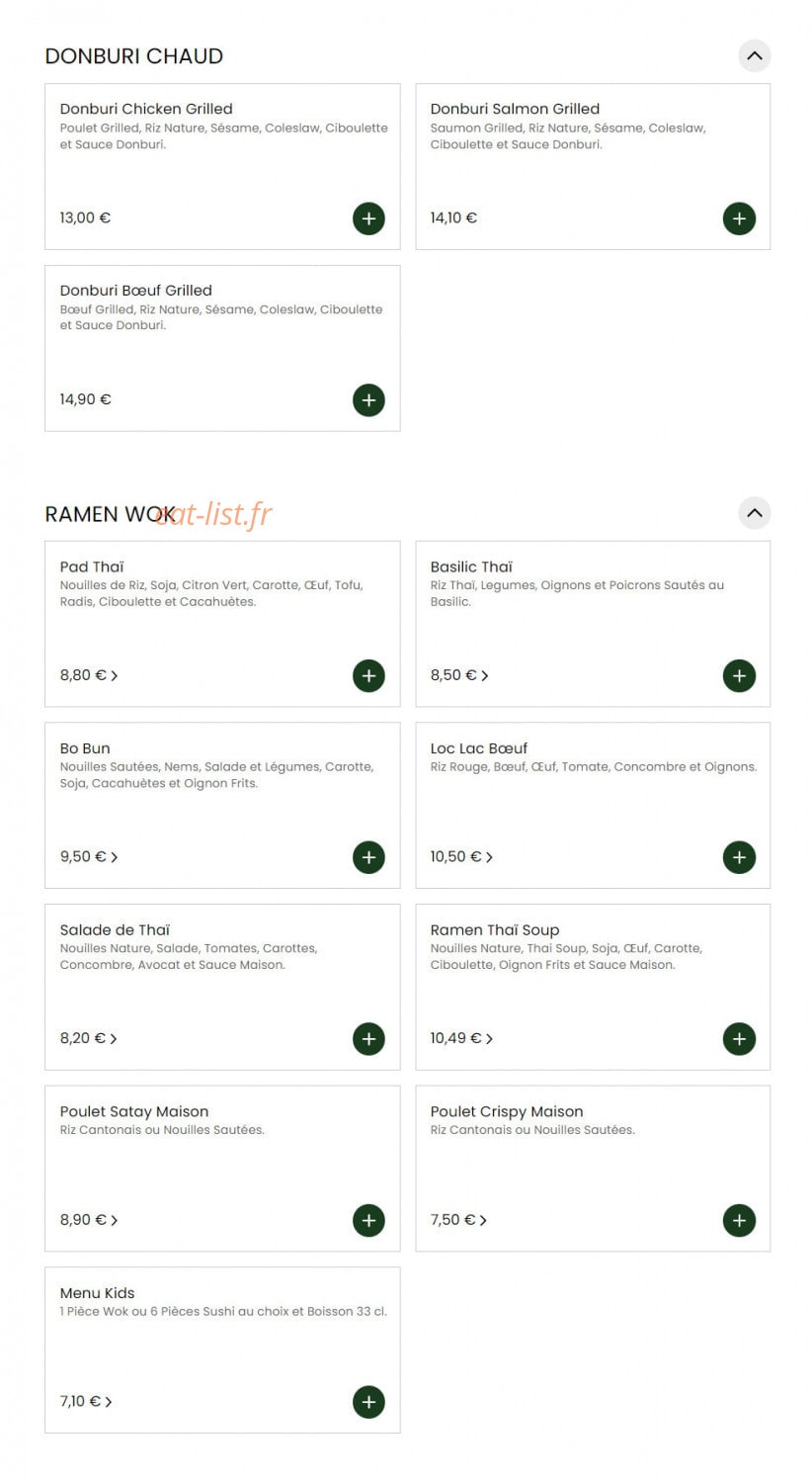 Carte et menu de Sushi Chef à La Garenne Colombes — Donburi chaud et ramen wok