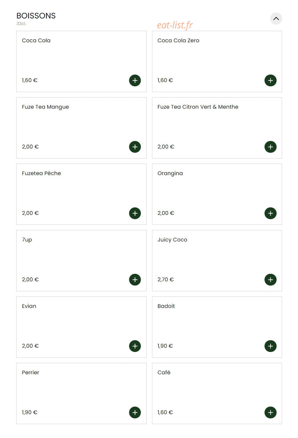 Carte et menu de Sushi Chef à La Garenne Colombes — Boissons
