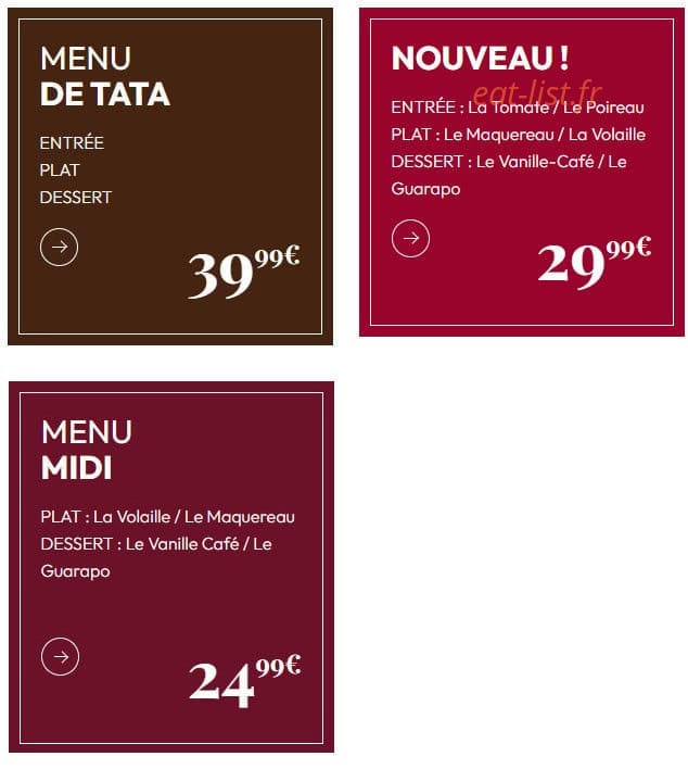 Carte et menu de Tata Yoyo à La Garenne Colombes — Les menus