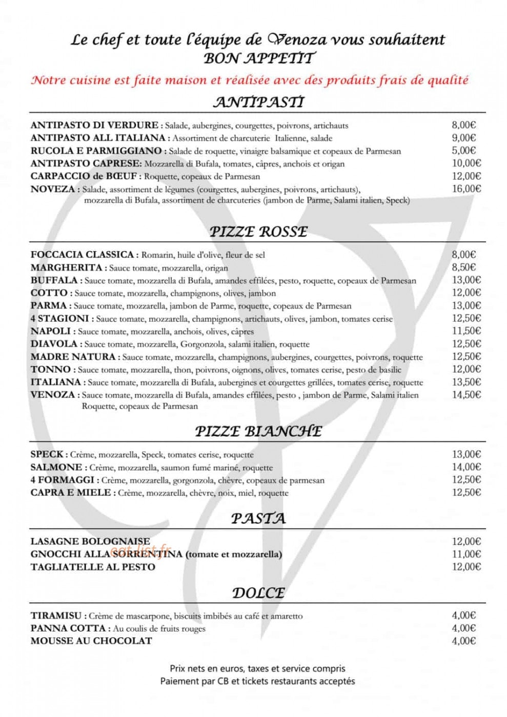 Venoza — carte page 1