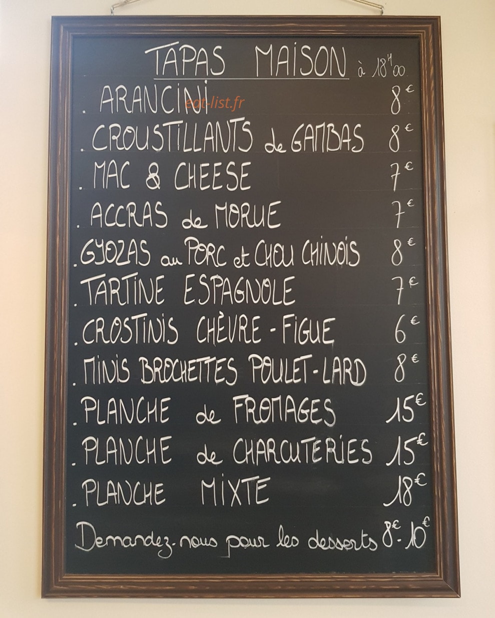 Wine O'Clock — carte page 1