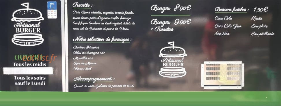 Artisanal Burger — carte page 1