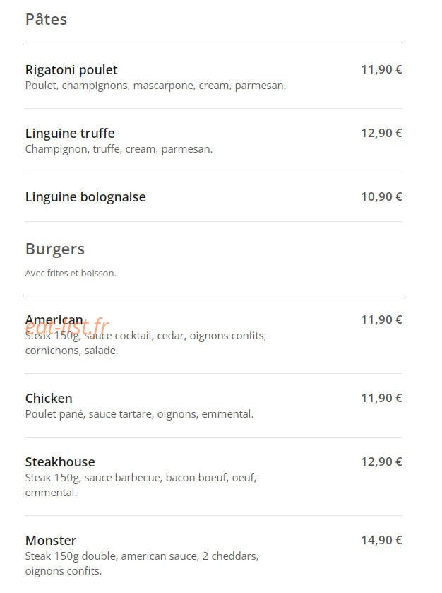 Le Steak House — carte page 3
