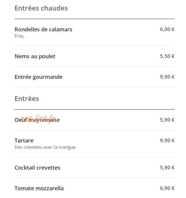 Le Steak House — carte page 1