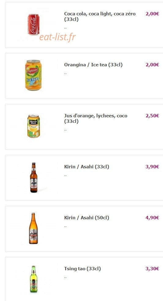 Carte et menu de Yamato à Fontenay Aux Roses — Les boissons et vins