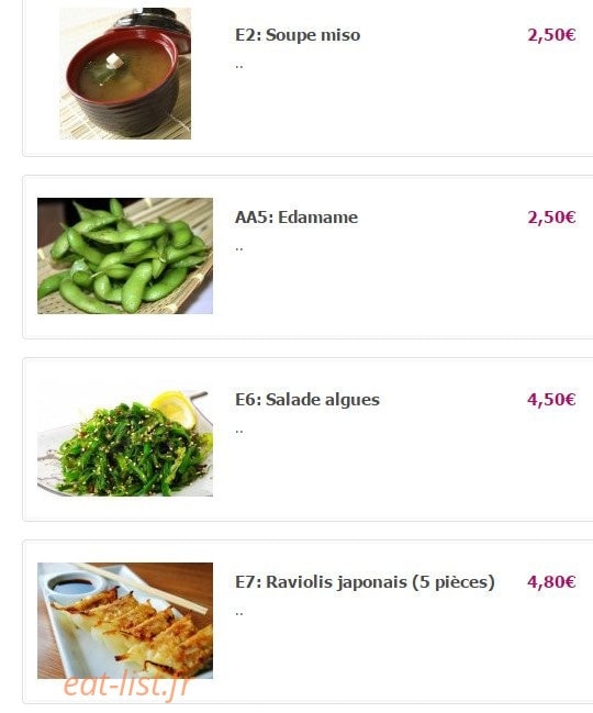 Carte et menu de Yamato à Fontenay Aux Roses — Les entrées
