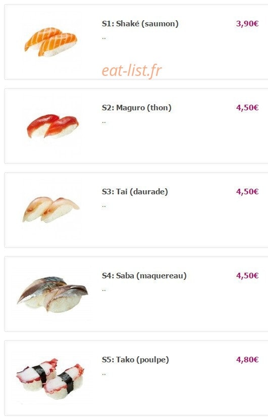 Carte et menu de Yamato à Fontenay Aux Roses — Les sushis