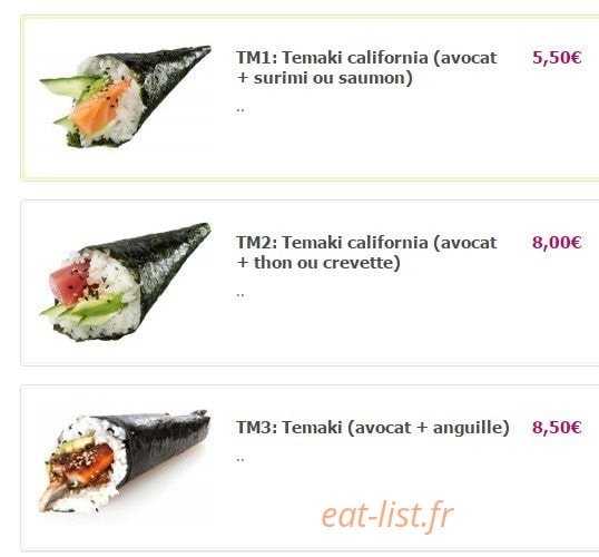 Carte et menu de Yamato à Fontenay Aux Roses — Les temakis