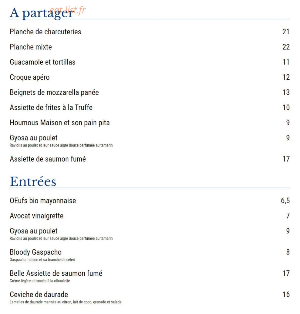 Café Benjamin — carte page 1