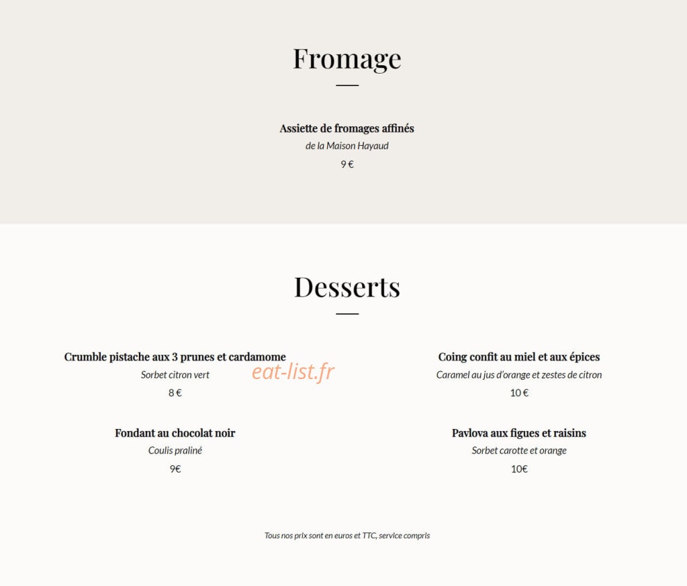 Cocottes — carte page 2