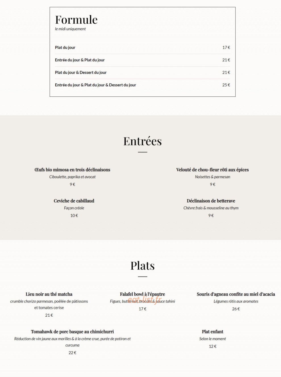 Cocottes — carte page 1