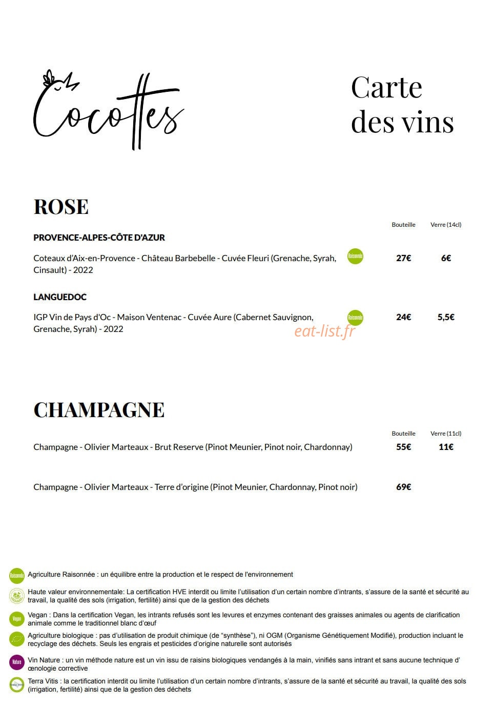Cocottes — carte page 6