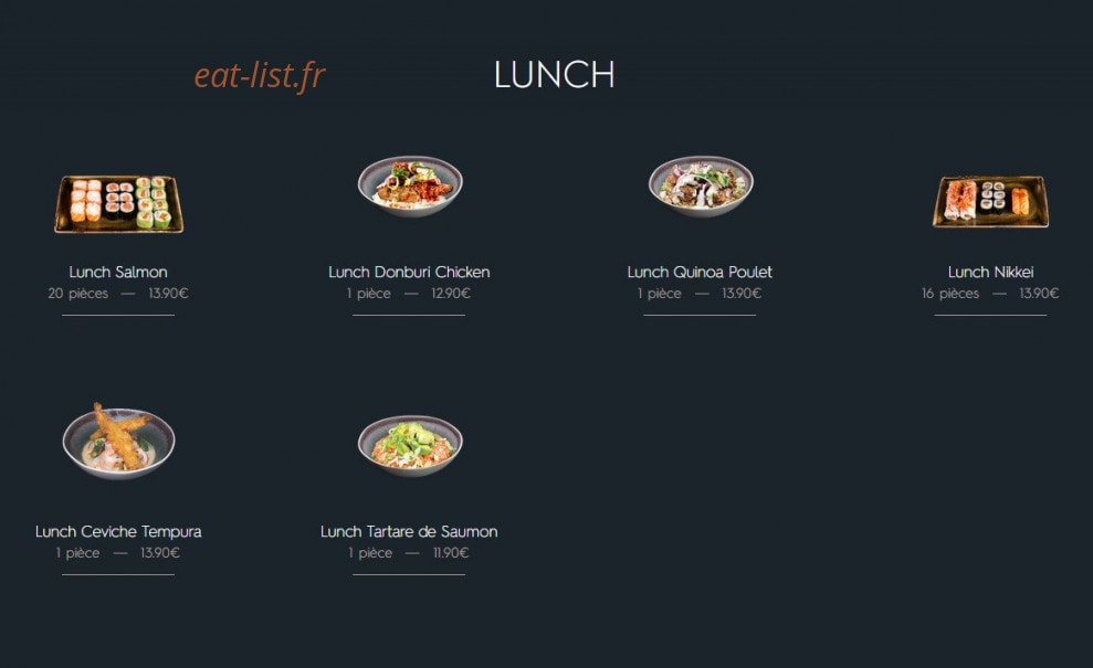 Côté Sushi — carte page 1