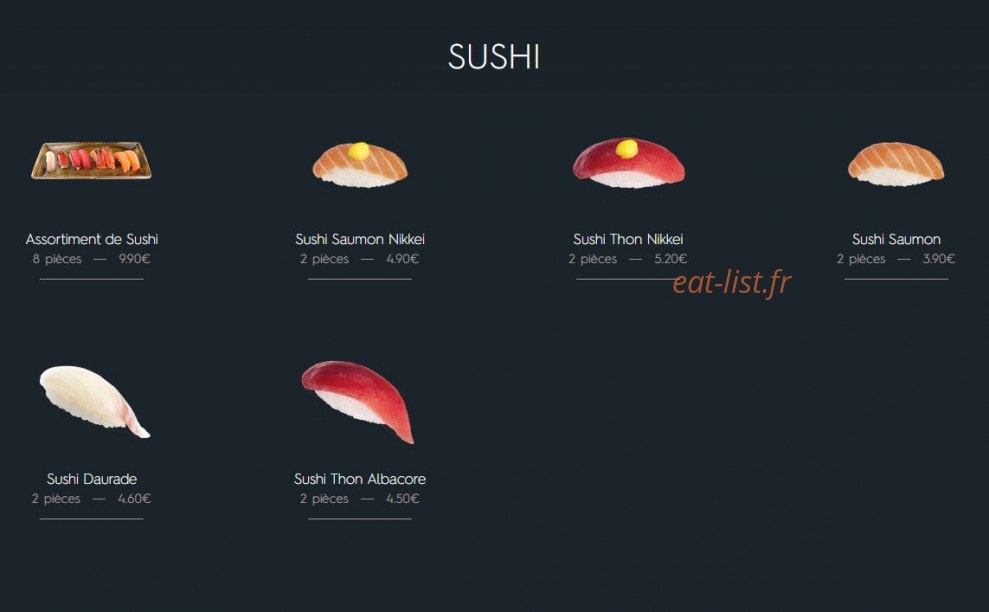 Côté Sushi — carte page 10
