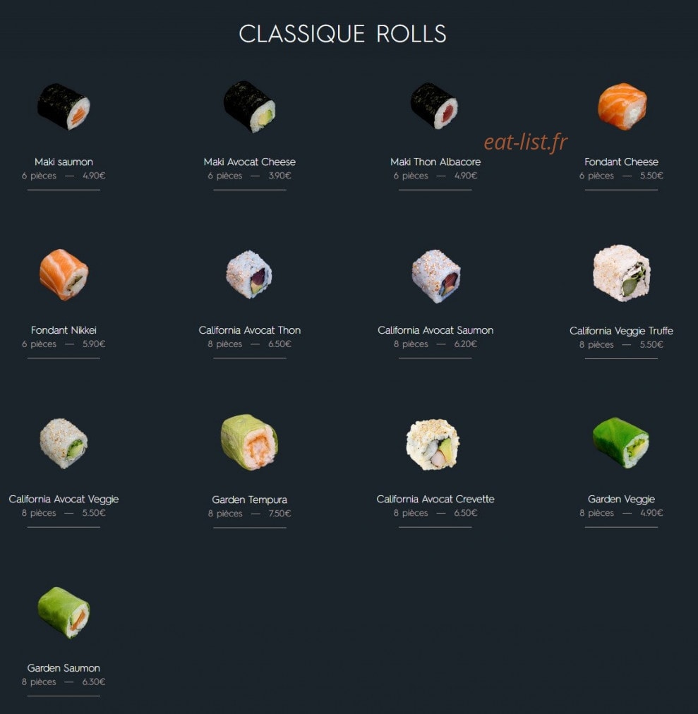 Côté Sushi — carte page 12