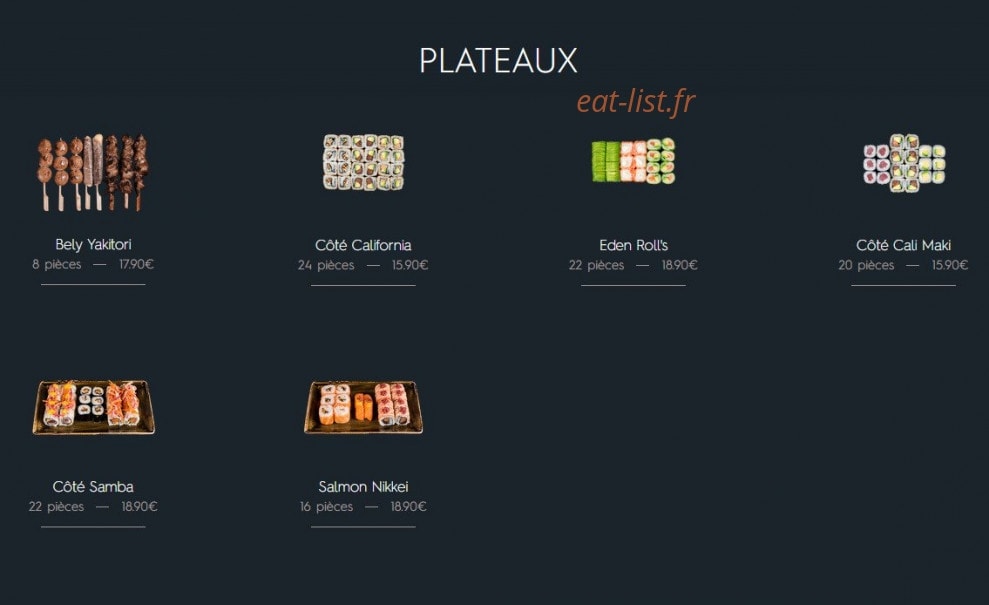 Côté Sushi — carte page 2