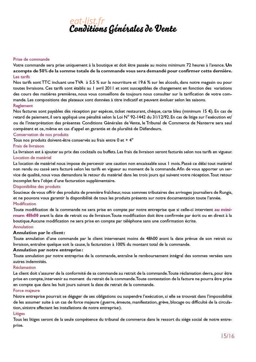 Fairrier Traiteur — carte page 27