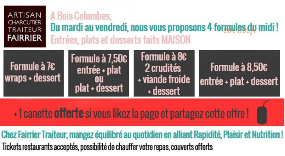 Fairrier Traiteur — carte page 1