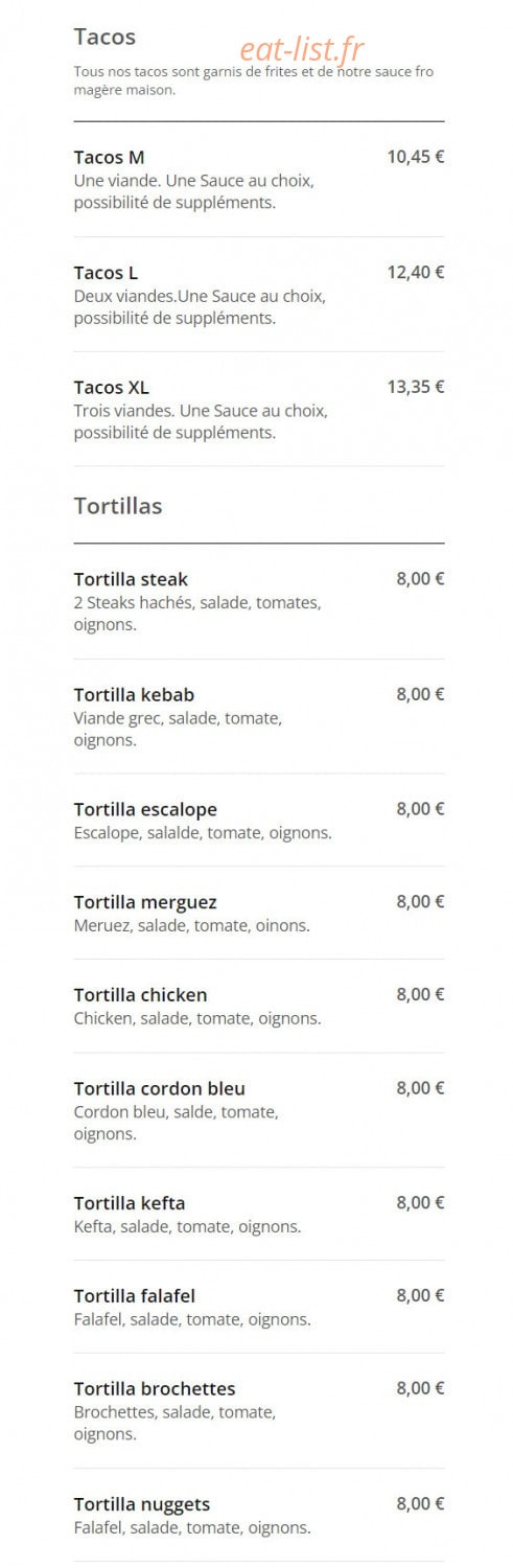 Mi tacos — carte page 3