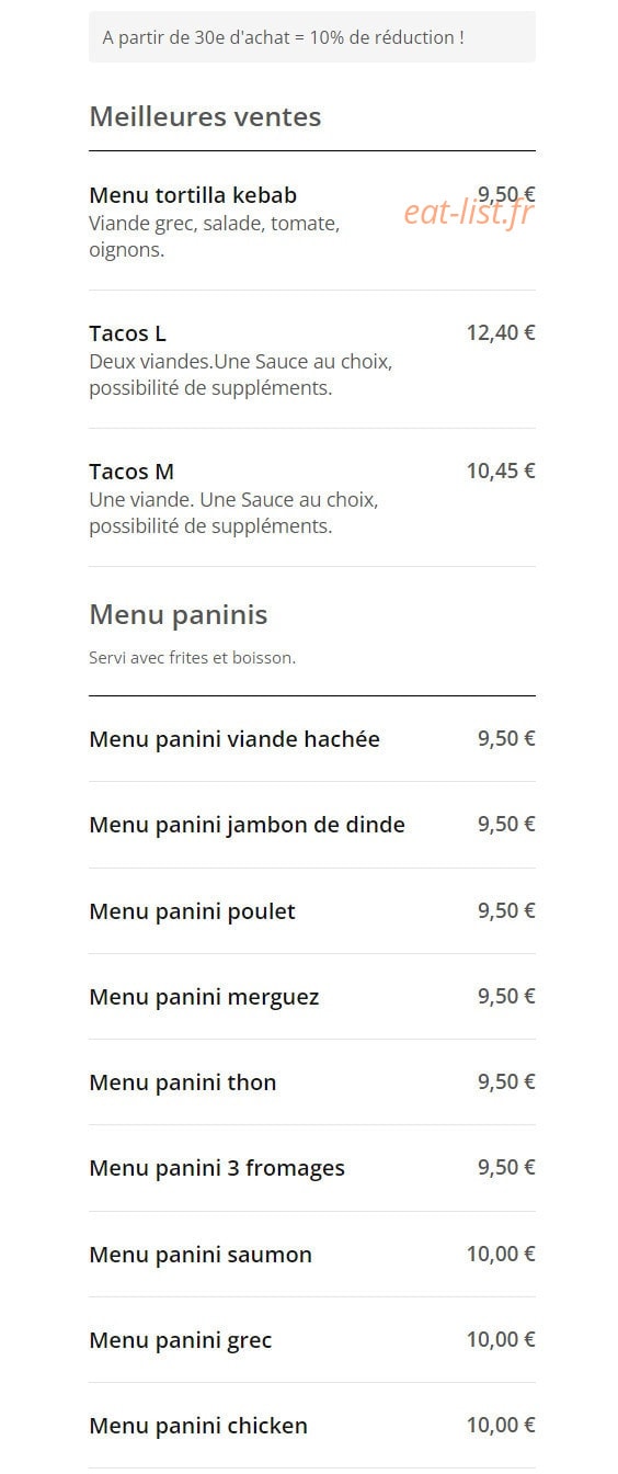Mi tacos — carte page 1