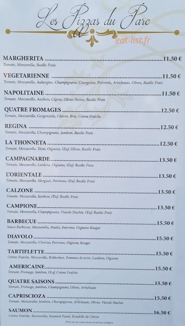 Brasserie du Parc — carte page 2
