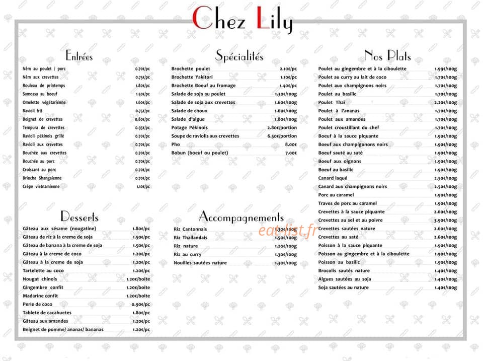 Chez Lily — carte page 1