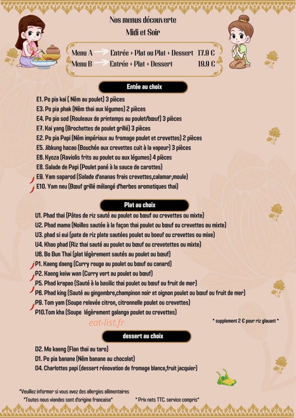 Papi thai — carte page 6