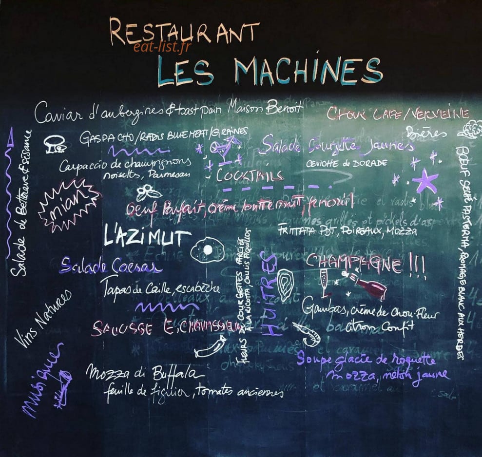 Restaurant Les Machines — carte page 1
