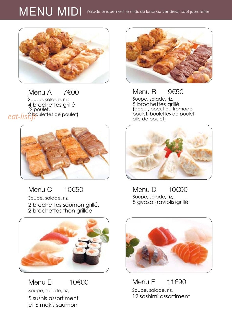 Ta Sushi — carte page 3
