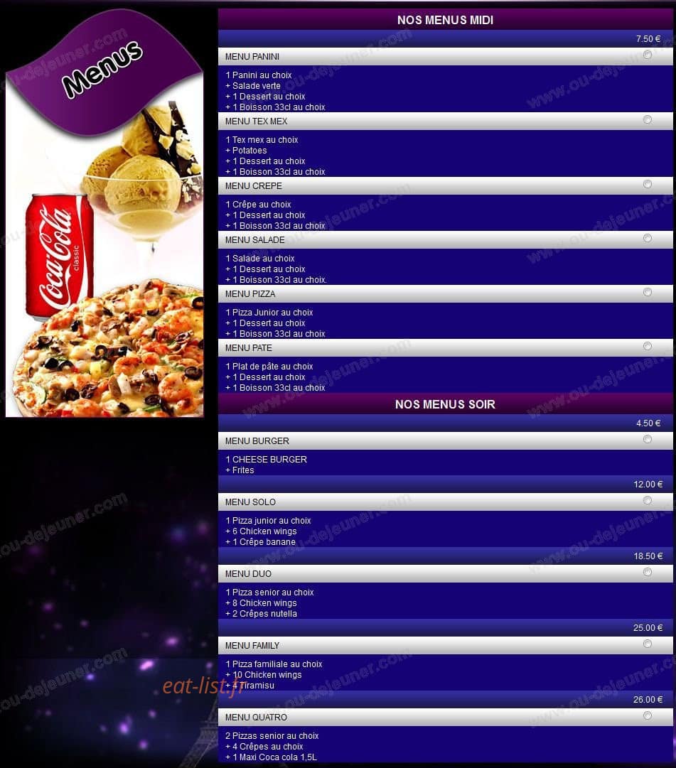Venezia Pizza — carte page 1