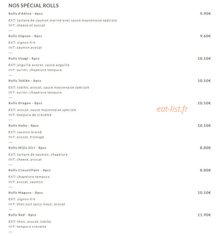 Akina — carte page 1