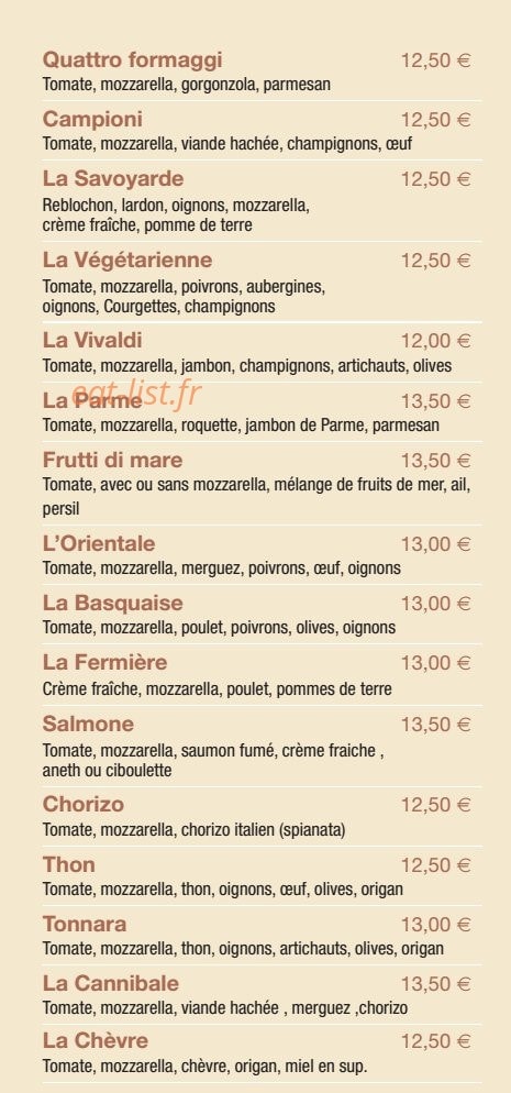Carte et menu de Al Vecchio Forno à Levallois Perret — Les pizzas