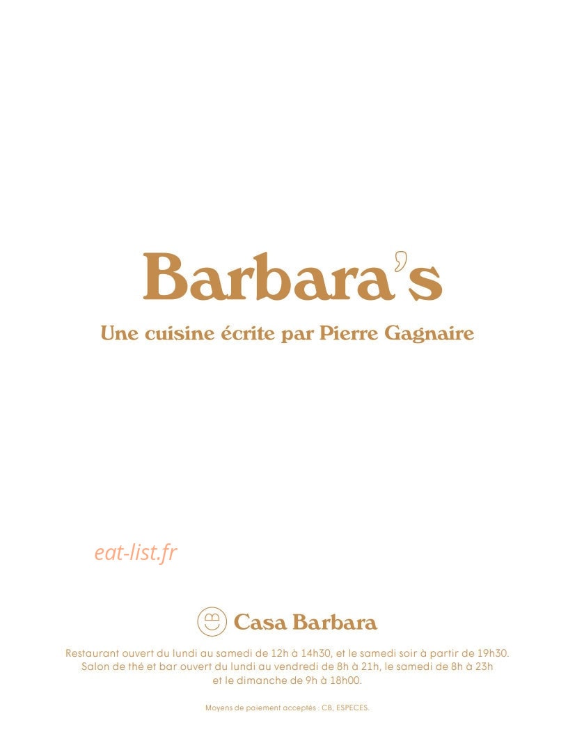 Barbara's — carte page 1
