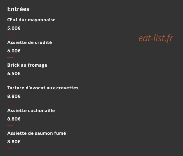 Bistro 44 — carte page 1