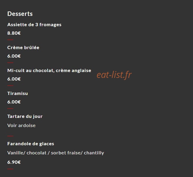 Bistro 44 — carte page 4