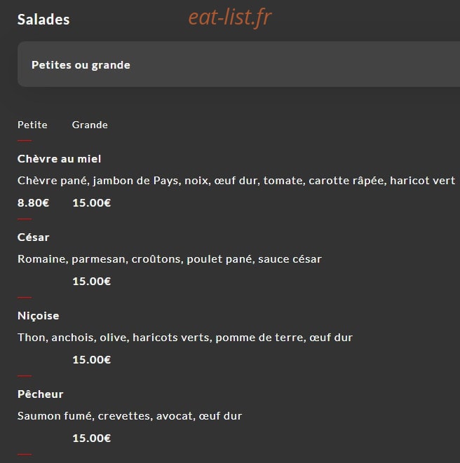 Bistro 44 — carte page 2