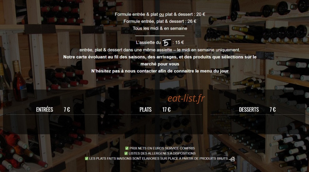 Bistro le Cinq — carte page 2