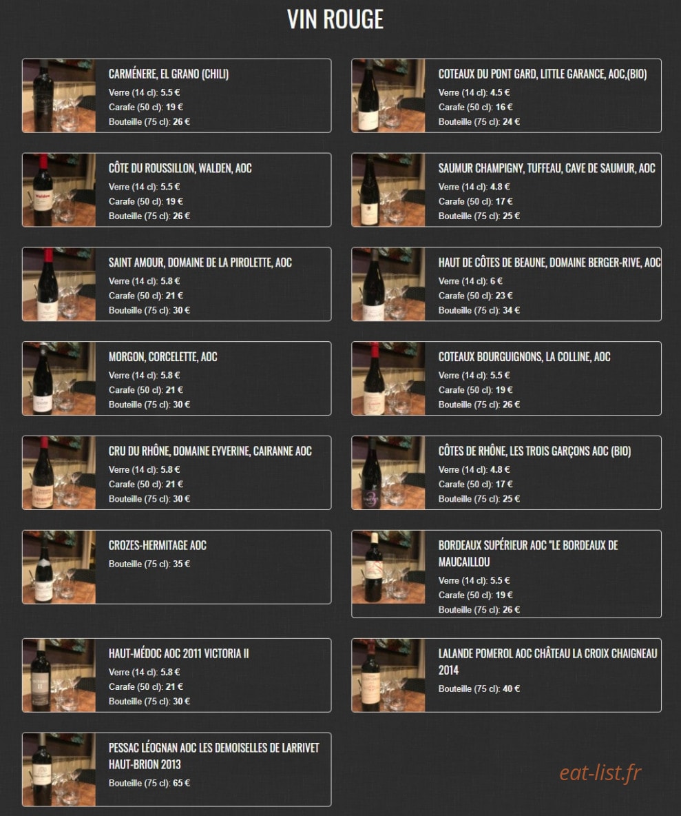 Bistro le Cinq — carte page 3