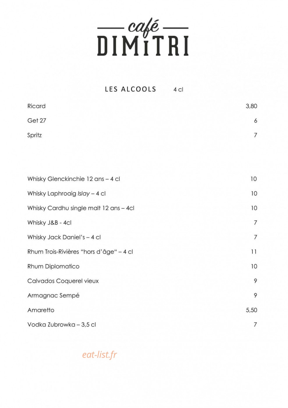 Café Dimitri — carte page 4