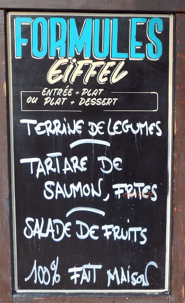 Eiffel Bar — carte page 1
