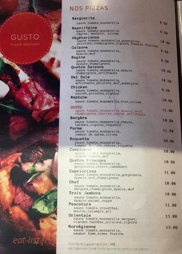 Gusto — carte page 1