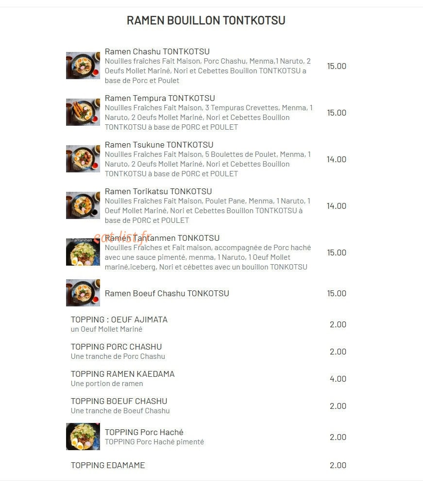 Haki Ramen — carte page 4